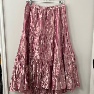 Maeve by Anthropologie rose pink shimmer midi skirt